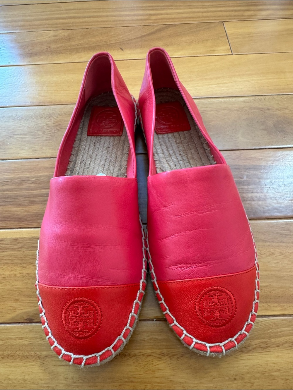 Tory Burch Hot Pink Leather Espadrille Flats
